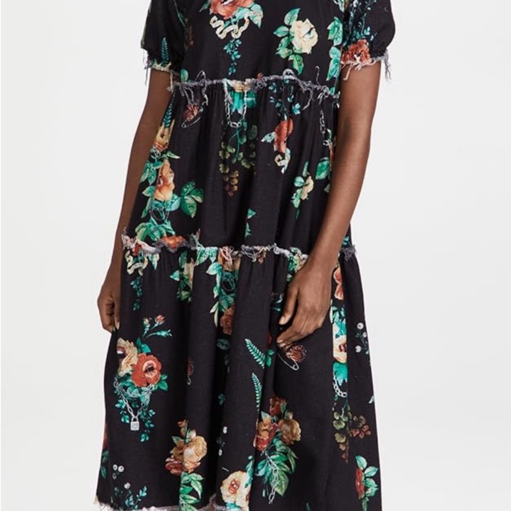 R13 Shredded relaxed midi dress